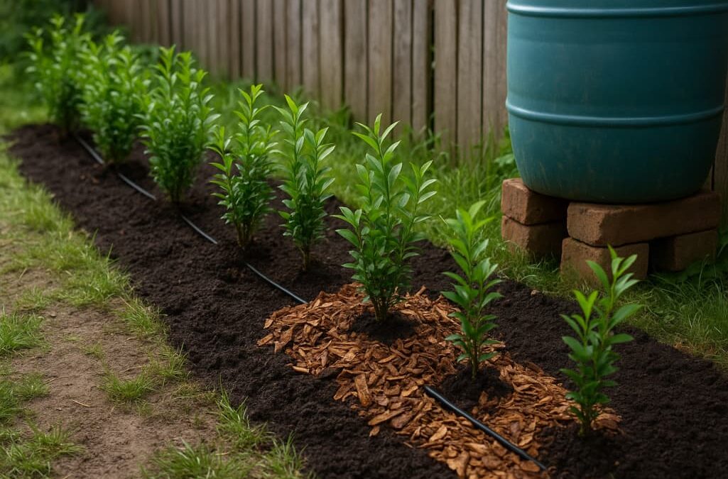 Żywopłot z ligustru po suszy