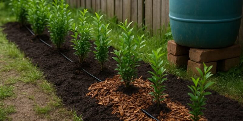 Żywopłot z ligustru po suszy